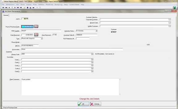 Cellular repair management software with device and repair records