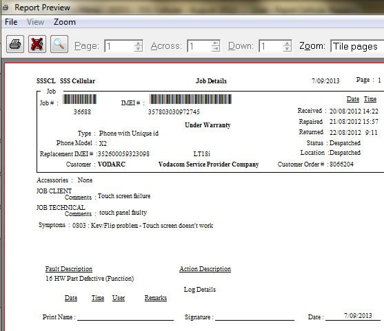 Cellular repair management software with device and repair records