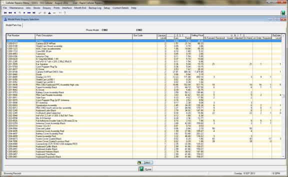 Cellular repair management software with device and repair records